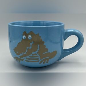 CROCS Brand Soup Mug Or Coffee Cup Blue W/ Orange Lettering